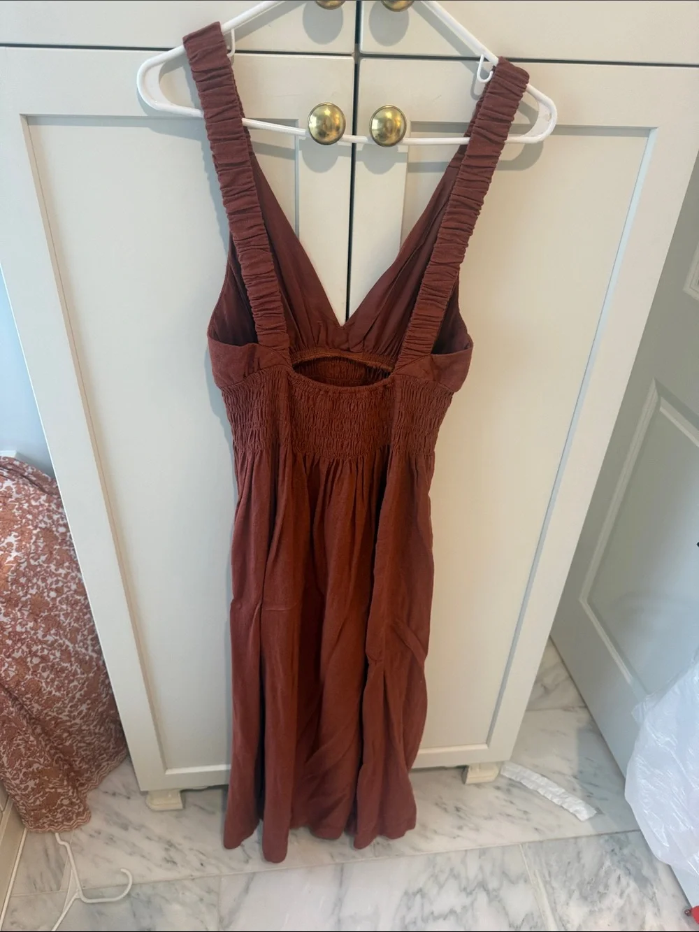 Abercrombie & Fitch Rust Brown Sleeveless V-Neck Maxi Dress